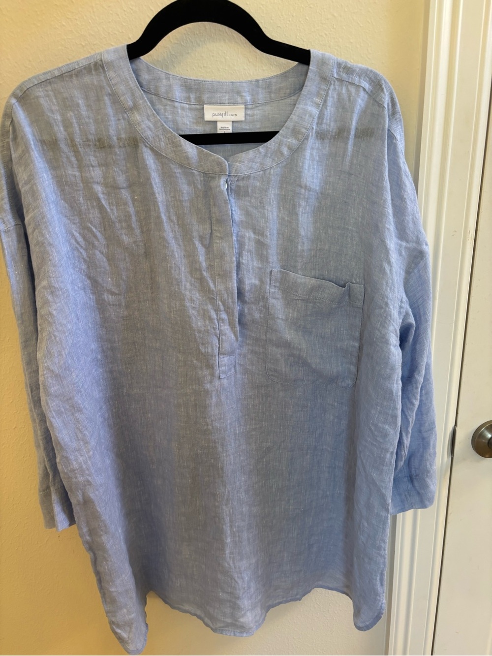 J. Jill Light Blue Linen Henley Tunic